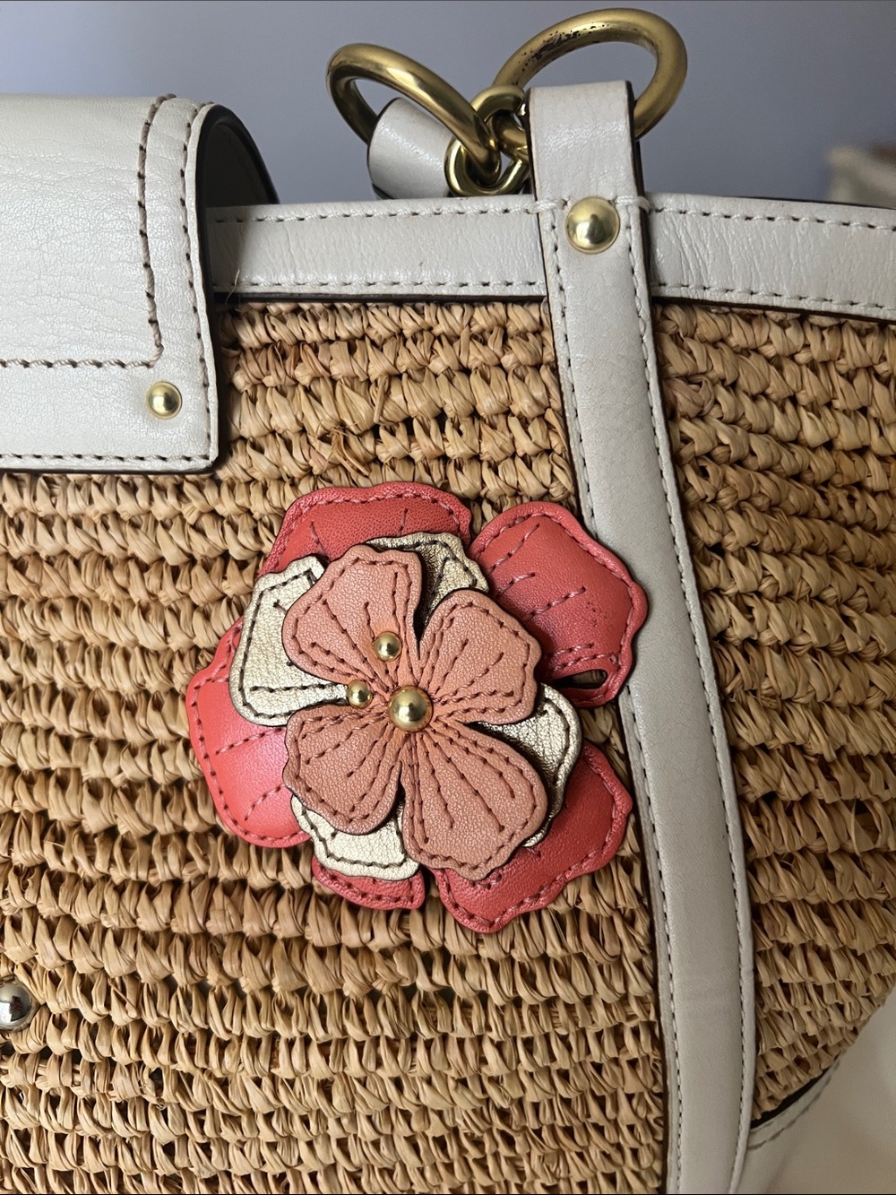 COACH Hamptons Weekend Straw Applique Tote Style 19347 - Picture 12 of 16